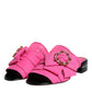 Pink Black Crystal Slides Sandals Shoes