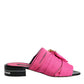 Pink Black Crystal Slides Sandals Shoes