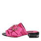 Pink Black Crystal Slides Sandals Shoes