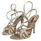 Beige Leather Stiletto Heels Sandals Shoes