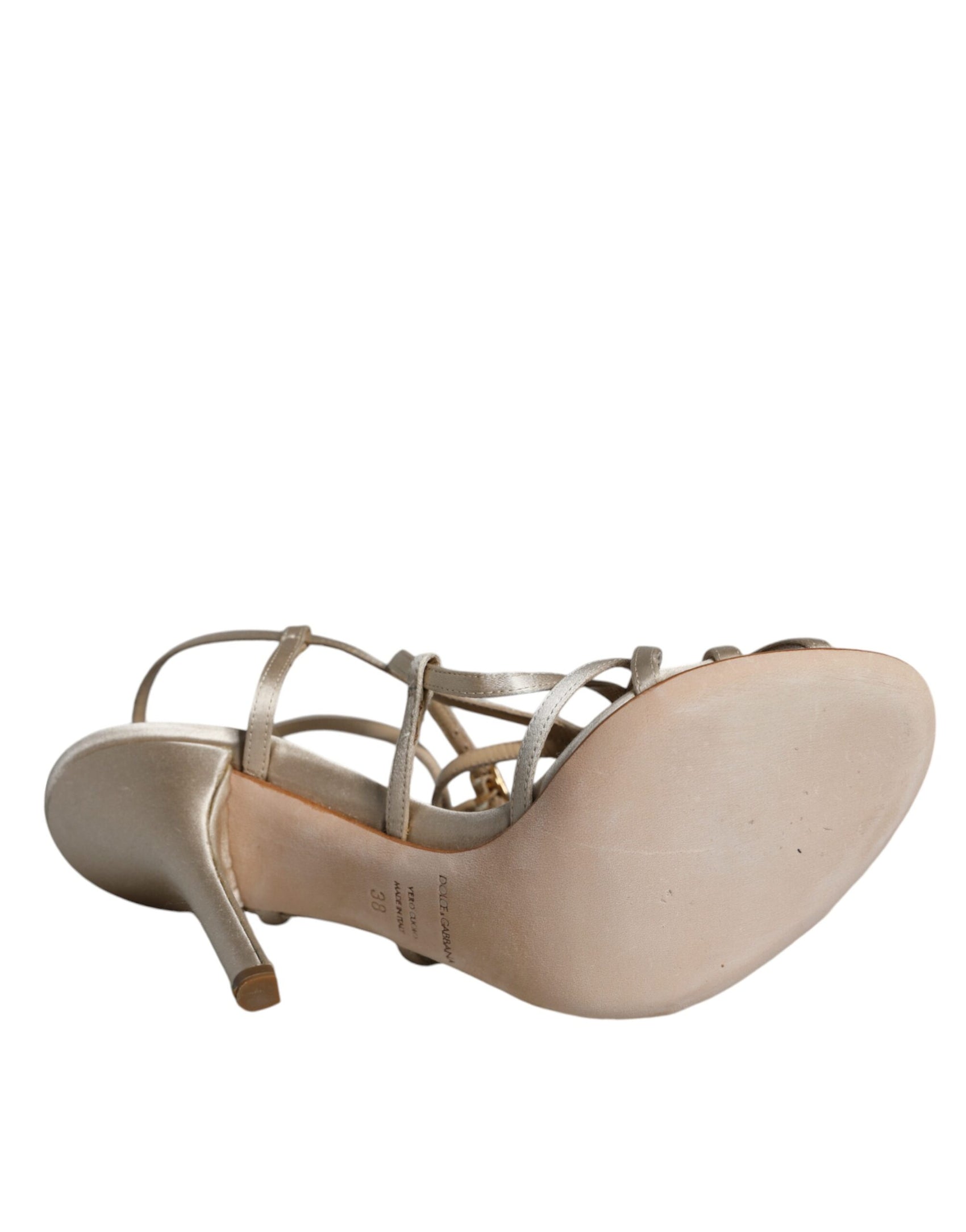 Beige Leder Stiletto Heels Sandalen Schuhe