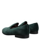 Green Velvet Slip On Loafers Flats Shoes