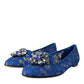 Blue Lace Crystal Ballet Flats Loafers Shoes