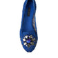 Blue Lace Crystal Ballet Flats Loafers Shoes