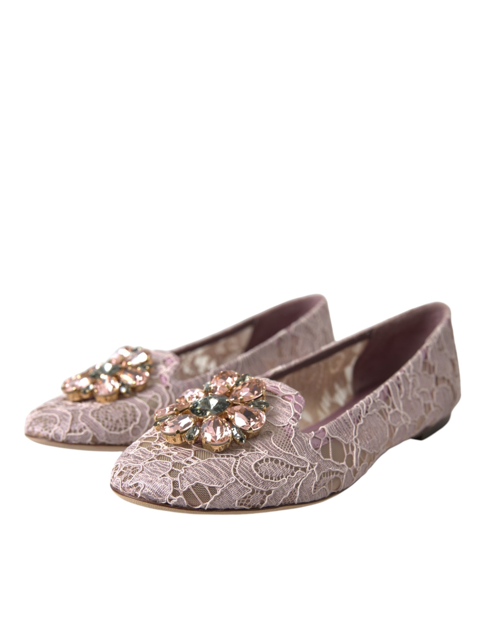 Rosa Spitze Kristall Ballerinas Loafers Schuhe