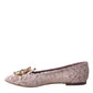 Pink Lace Crystal Ballet Flats Loafers Shoes