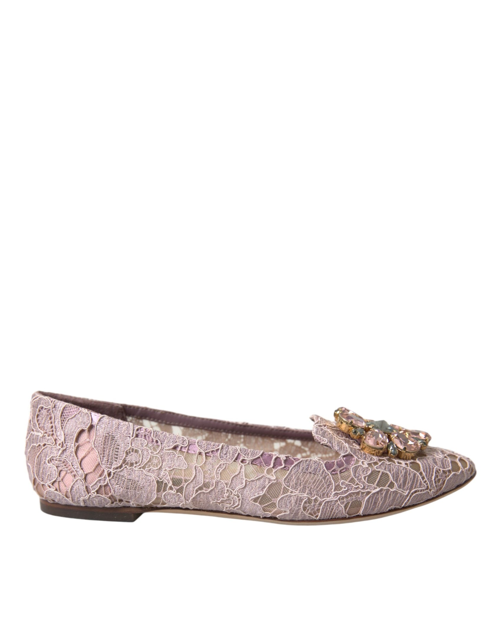 Rosa Spitze Kristall Ballerinas Loafers Schuhe