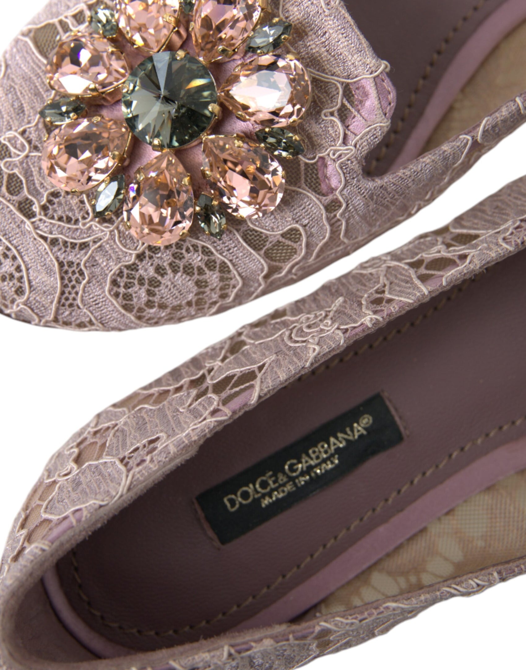 Rosa Spitze Kristall Ballerinas Loafers Schuhe