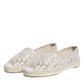 White Lace Viscose Espadrilles Flats Shoes