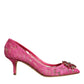 Pink Taormina Lace Crystal Heels Pumps Shoes