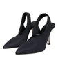 Black Jersey Stretch Heels Slingback Shoes