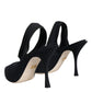 Black Jersey Stretch Heels Slingback Shoes