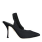 Black Jersey Stretch Heels Slingback Shoes