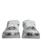 Scarpe da ginnastica basse in pelle bianca e argento