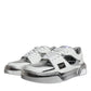 Scarpe da ginnastica basse in pelle bianca e argento