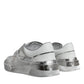 Scarpe da ginnastica basse in pelle bianca e argento