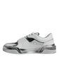 Scarpe da ginnastica basse in pelle bianca e argento