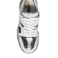 Scarpe da ginnastica basse in pelle bianca e argento