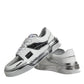 Scarpe da ginnastica basse in pelle bianca e argento