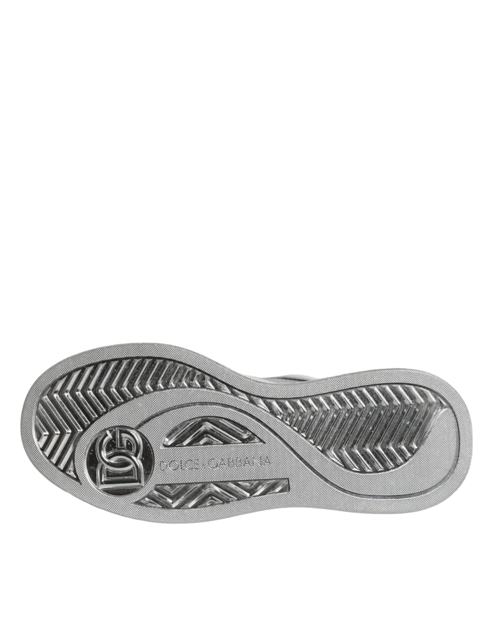 Weiße silberne Leder Low Top Sneakers Schuhe