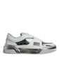 Scarpe da ginnastica basse in pelle bianca e argento