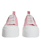 Pink White Canvas Logo Low Top Sneakers Shoes