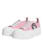 Pink White Canvas Logo Low Top Sneakers Shoes