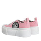 Pink White Canvas Logo Low Top Sneakers Shoes