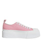 Pink White Canvas Logo Low Top Sneakers Shoes