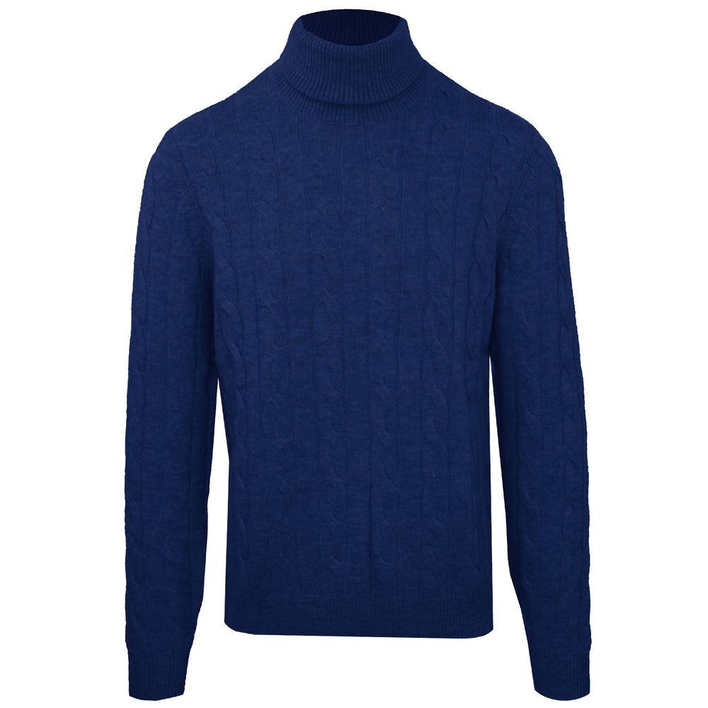 Blauer Rollkragenpullover aus Wolle für Herren