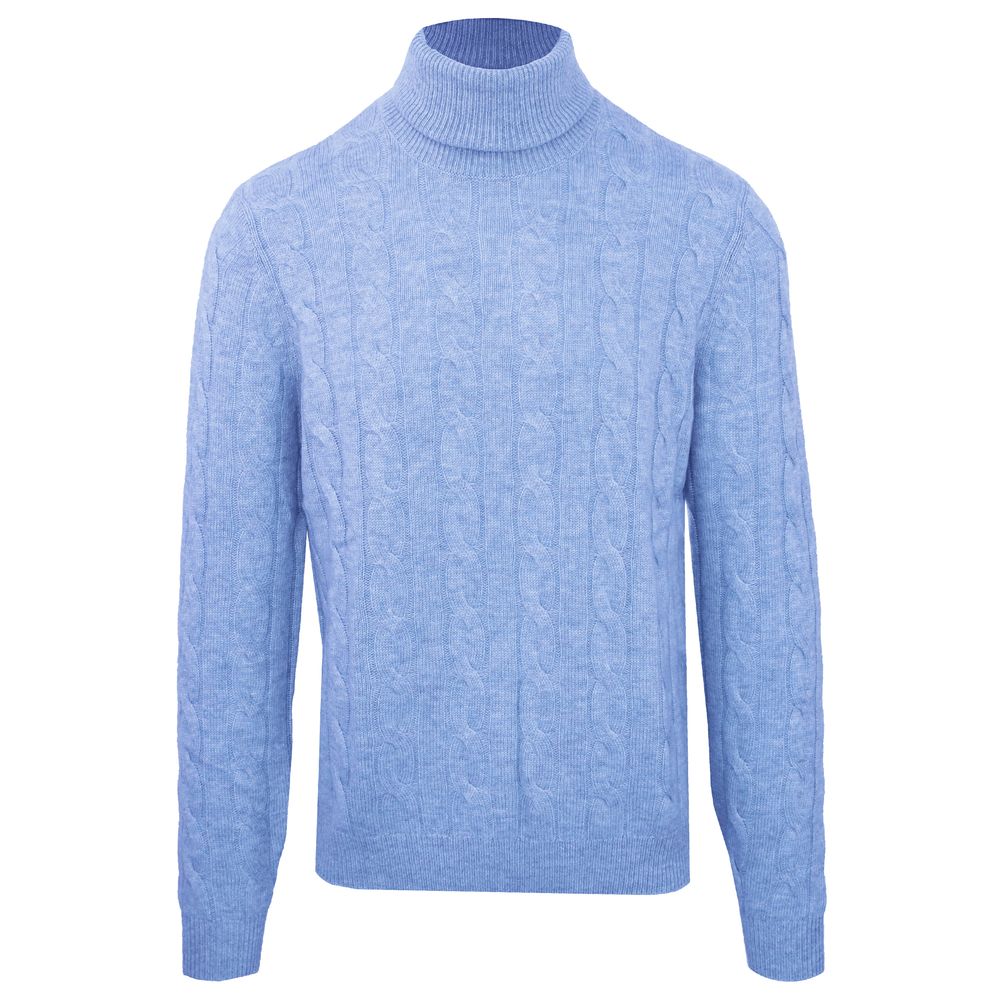 Maglione da uomo in lana azzurro chiaro