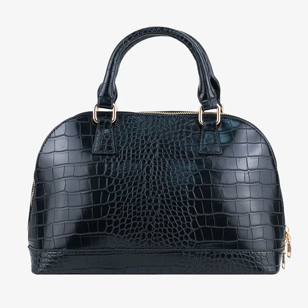 Schwarze Kunstleder Damen Handtasche