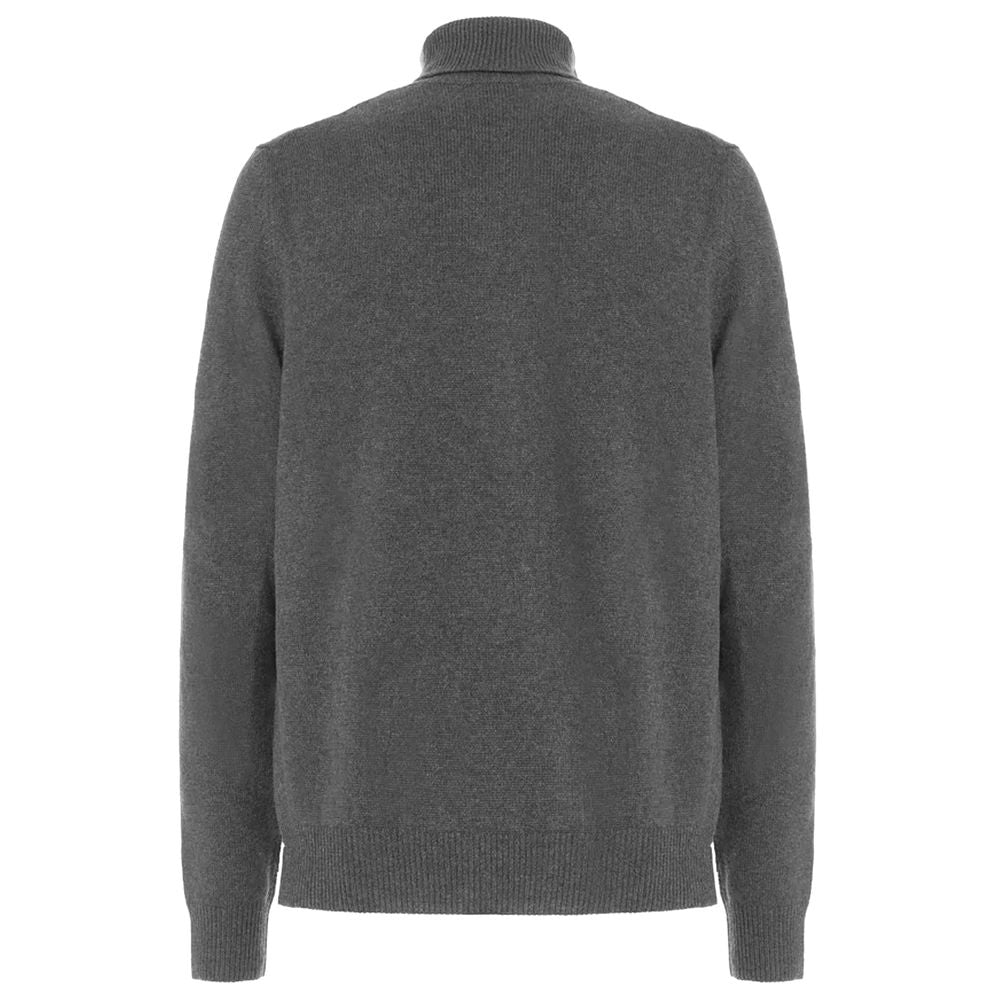 Gray Wool Men Turtleneck Sweater