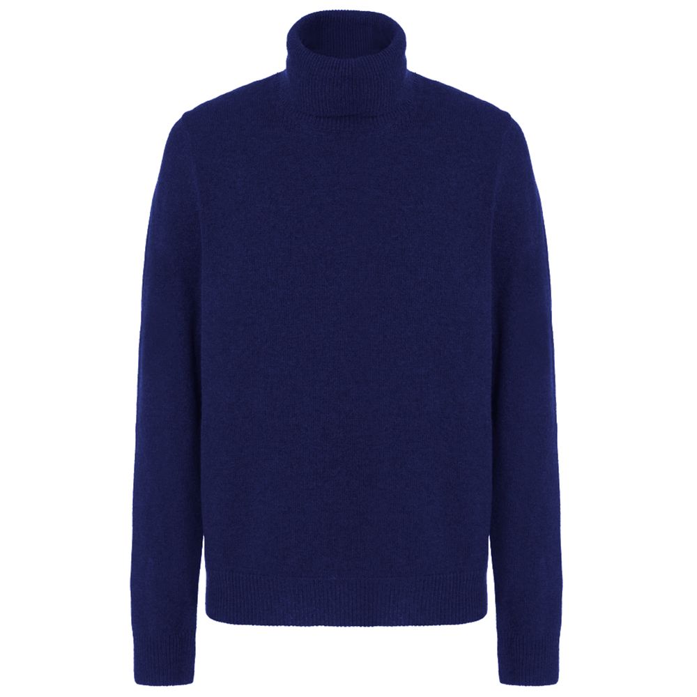 Blue Wool Men's Turtleneck Sweater