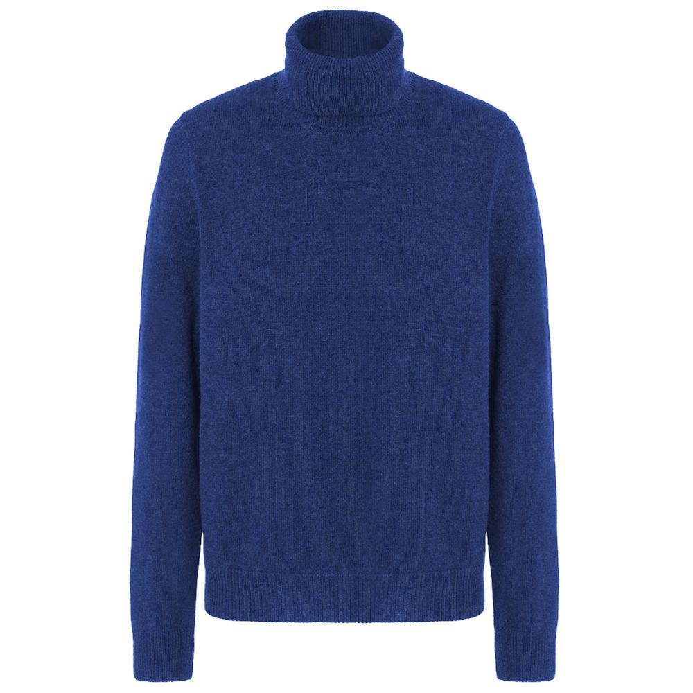 Maglione dolcevita da uomo in lana blu