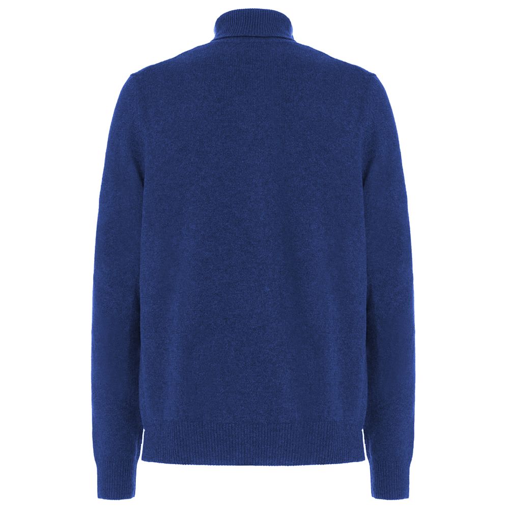 Maglione dolcevita da uomo in lana blu