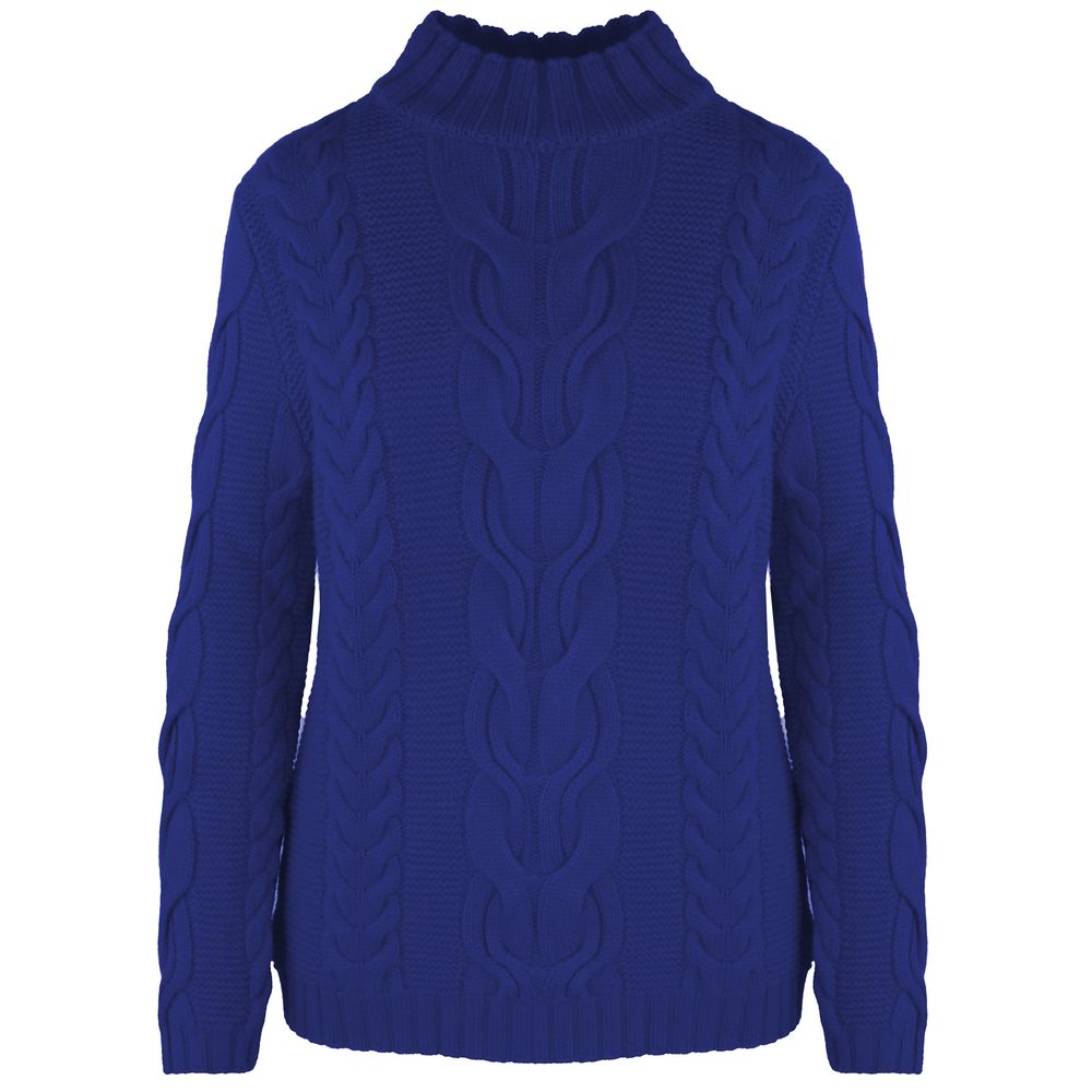 Maglione dolcevita da donna in lana blu