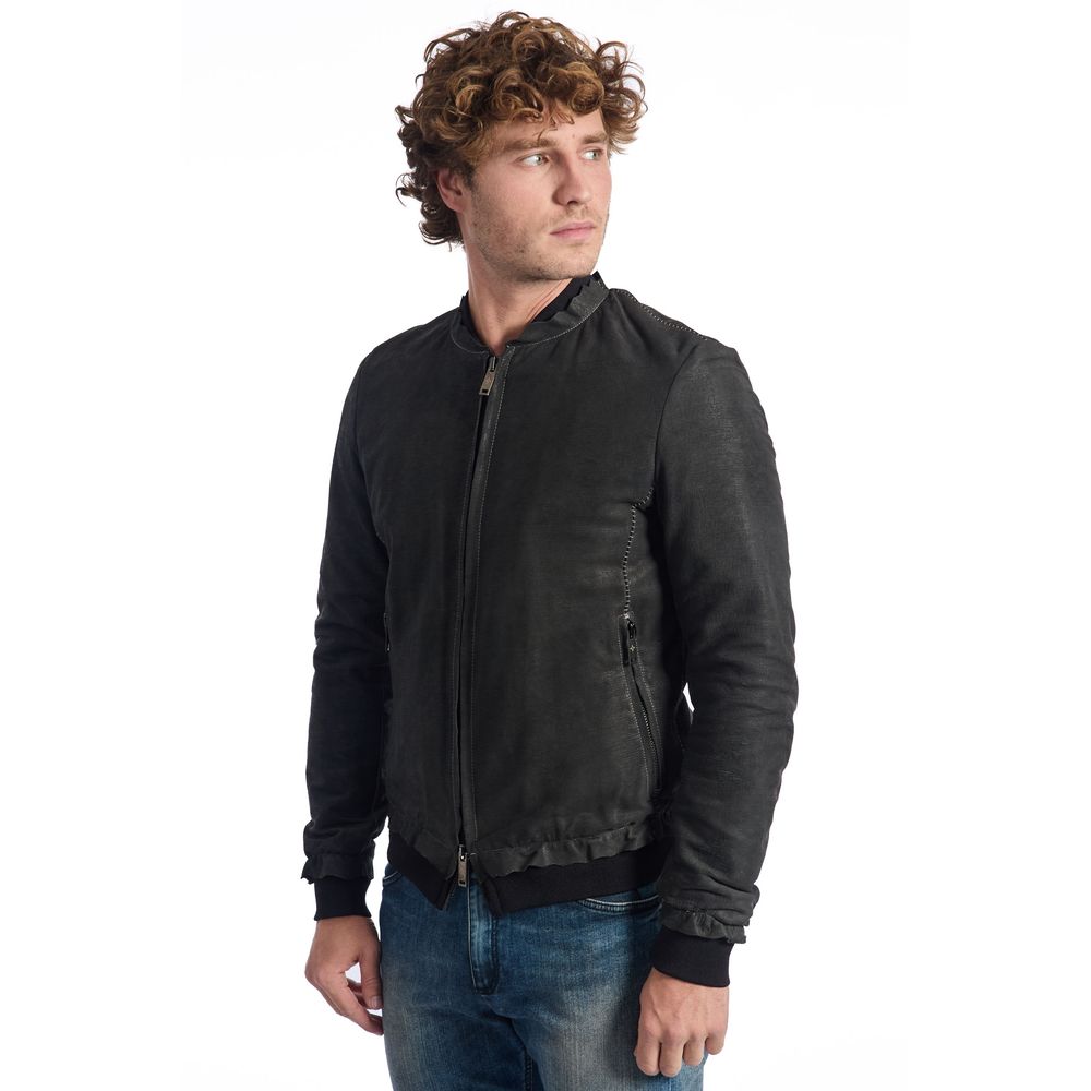 Graue Lammfell-Herrenjacke