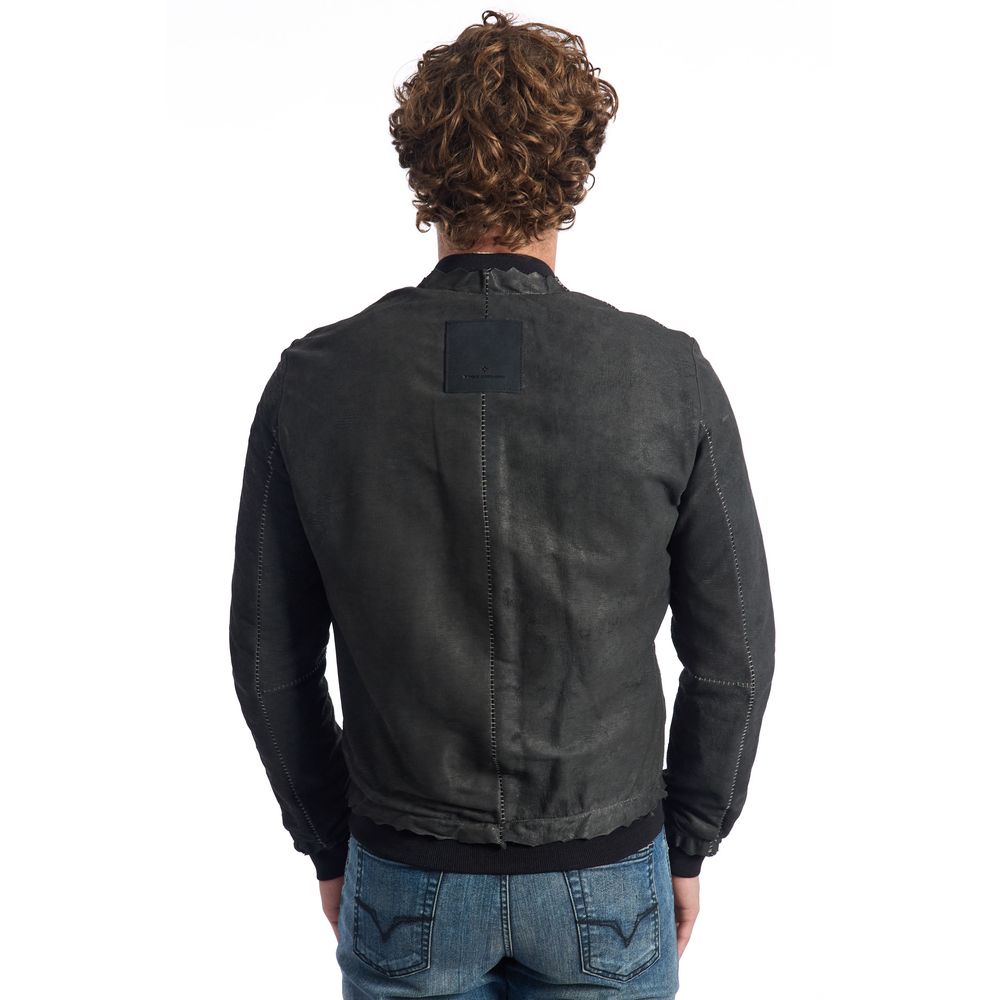 Graue Lammfell-Herrenjacke