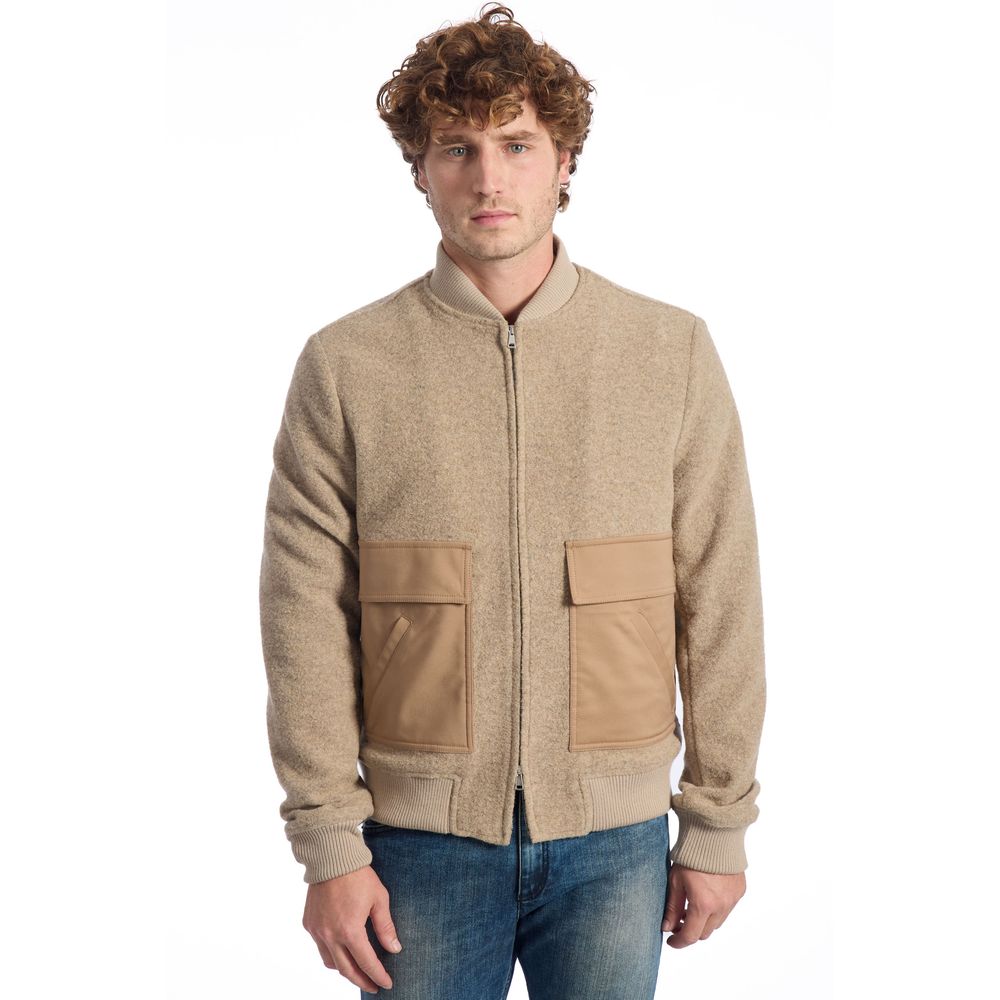 Beige Wool Men Jacket