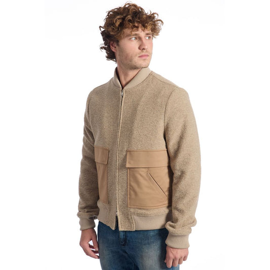 Beige Wool Men Jacket