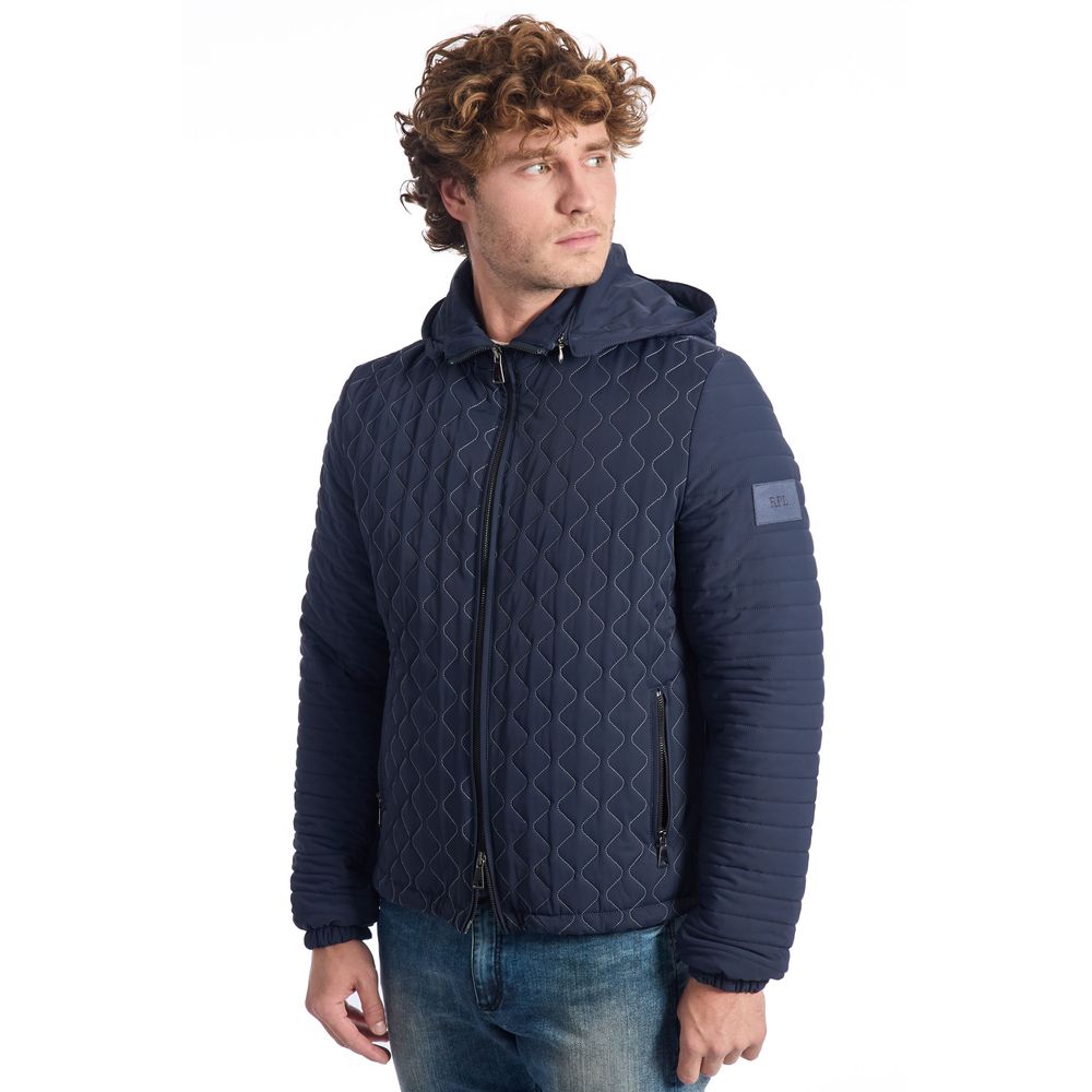 Blue Polyamide Men's Quilted Jacket