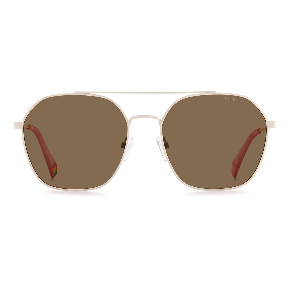 Beige Stainless Steel Sunglasses