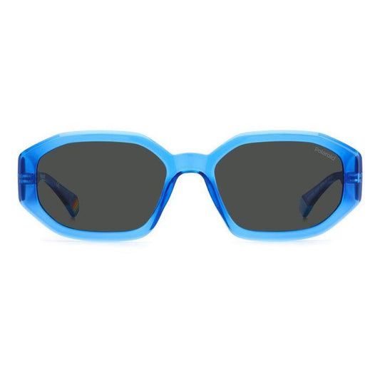 Blaue Sonnenbrille aus Metall