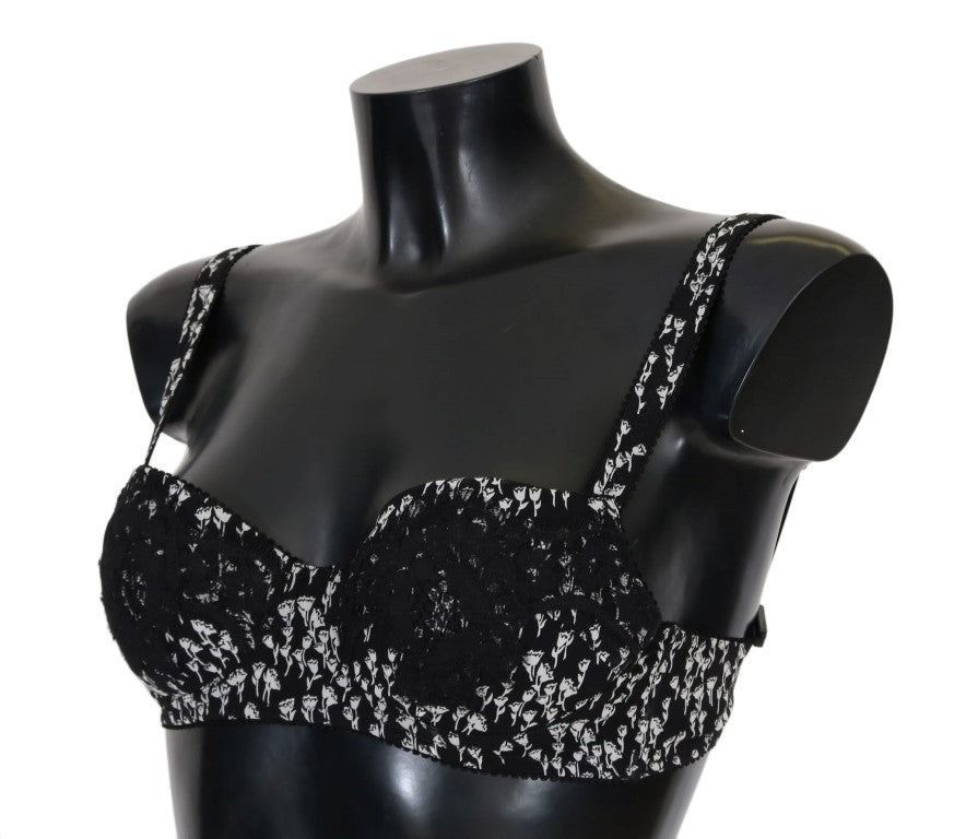 Eleganter schwarzer Seiden-BH mit floraler Spitze