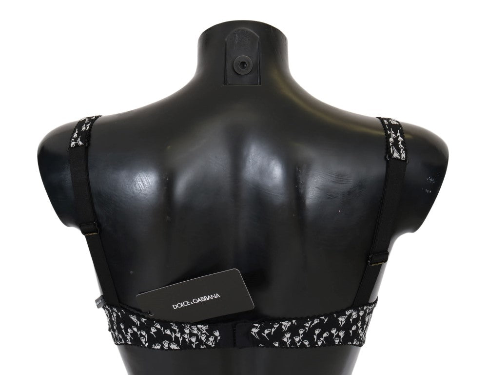 Eleganter schwarzer Seiden-BH mit floraler Spitze