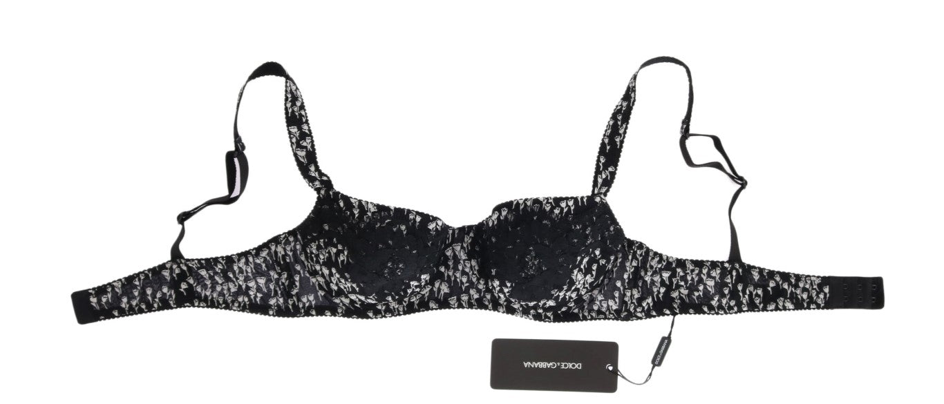 Eleganter schwarzer Seiden-BH mit floraler Spitze