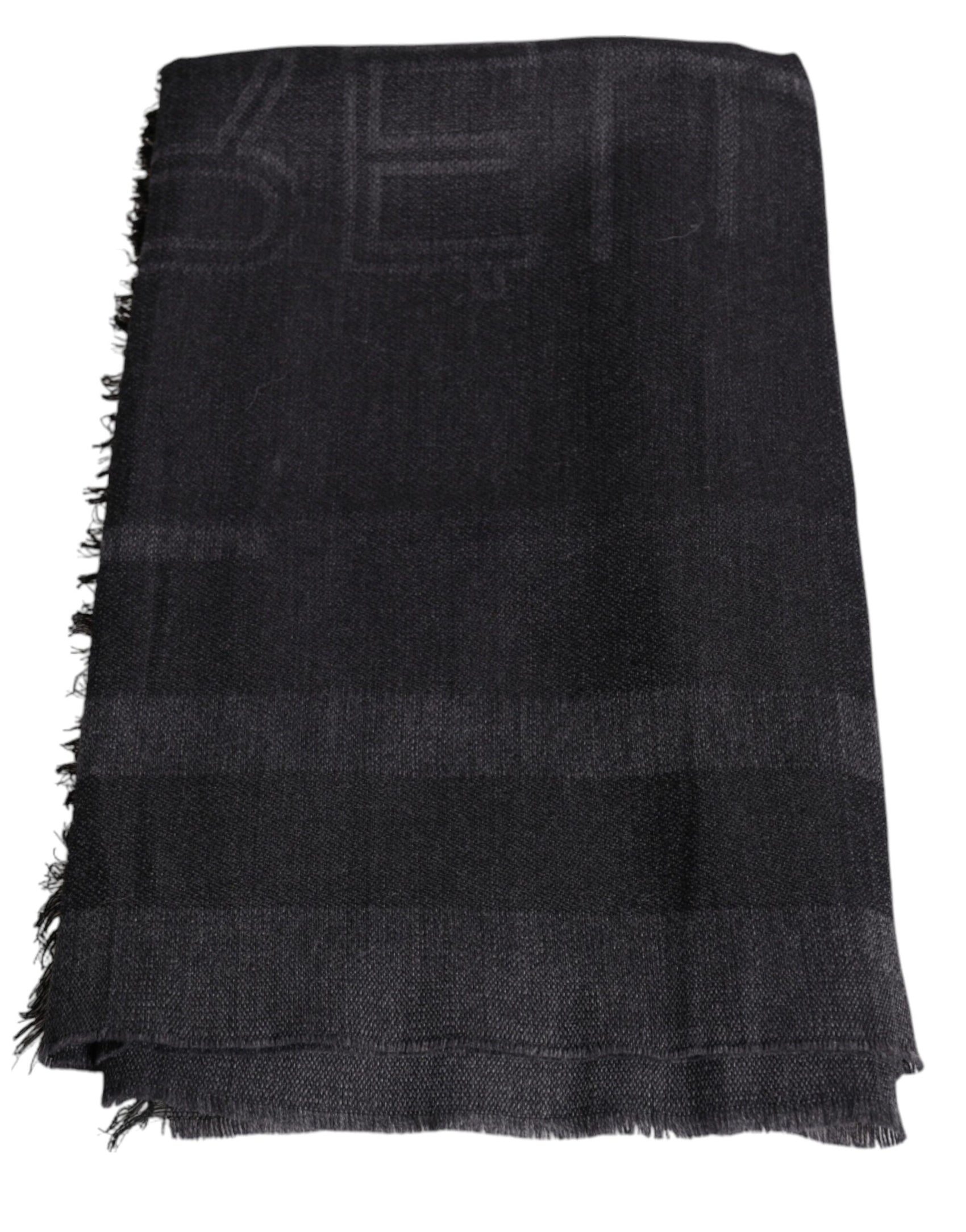 Dunkelgrauer Foulard aus Wolle und Viskose mit Muster