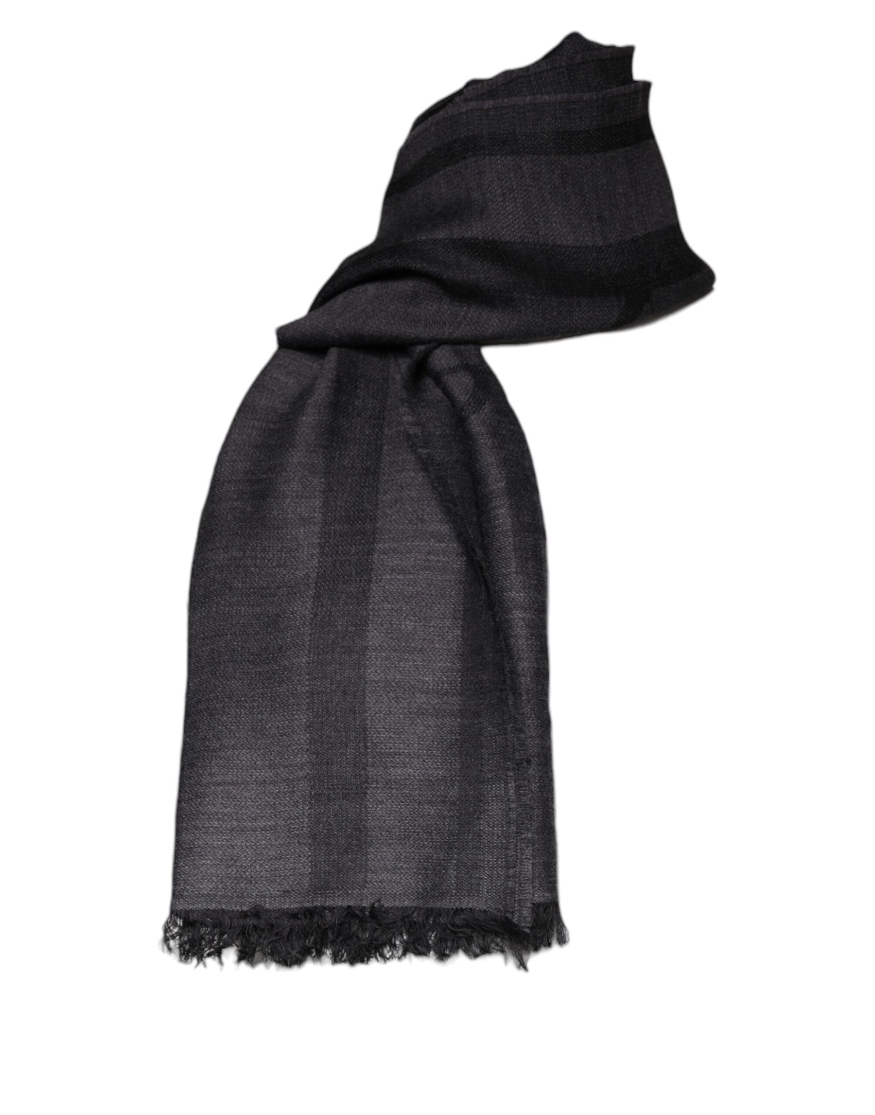 Dunkelgrauer Foulard aus Wolle und Viskose mit Muster
