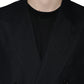 Black Linen Double Breasted Dress Blazer